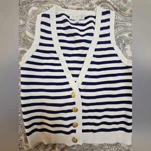 J.Crew Women's Cream and Navy Vest